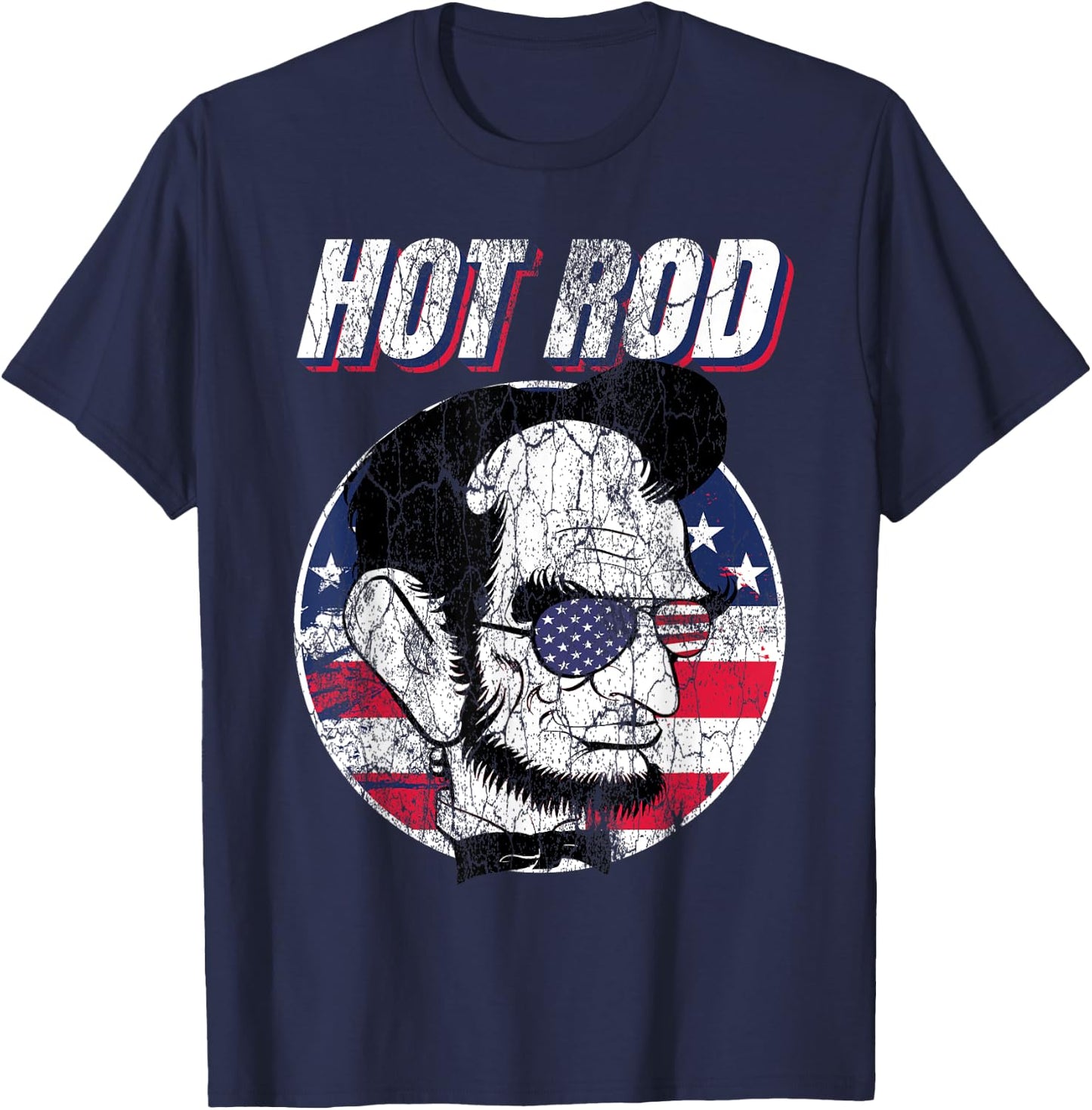 Hot Rod Abraham Lincoln Presidents Funny Muscle Car Vintage T-Shirt - T-Shirt | Navy