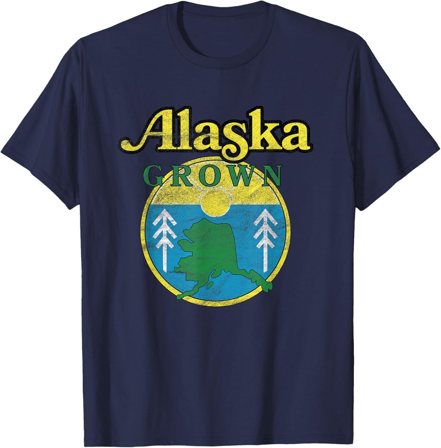 Vintage Retro Alaska Grown T-Shirt - T-Shirt | Navy