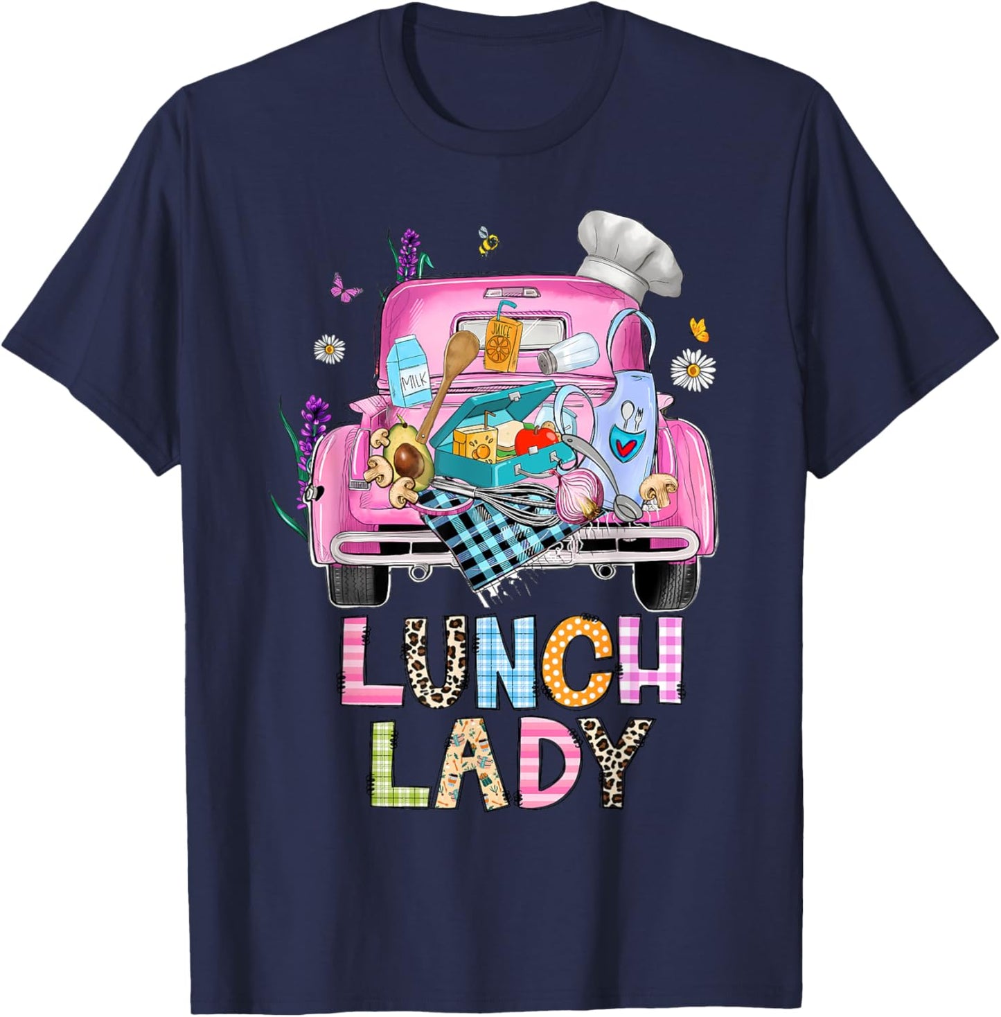 Lunch Lady Cute Truck Lunch Ladies Squad Cafeteria Crew T-Shirt - T-Shirt | Navy