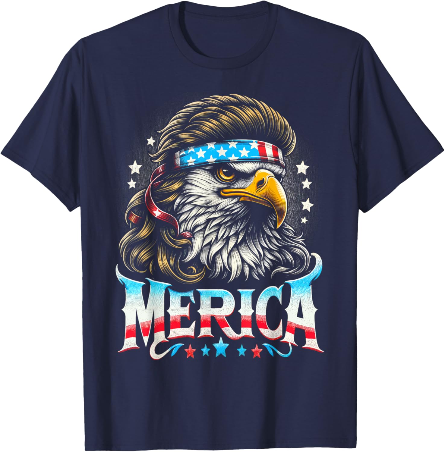 4th of July Patriotic Funny Eagle July 4th USA Merica Women Kids Men T-Shirt - T-Shirt | Navy