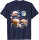Three Axolotl Moon With 3 Axolotls Howling At The Moons T-Shirt - T-Shirt | Navy