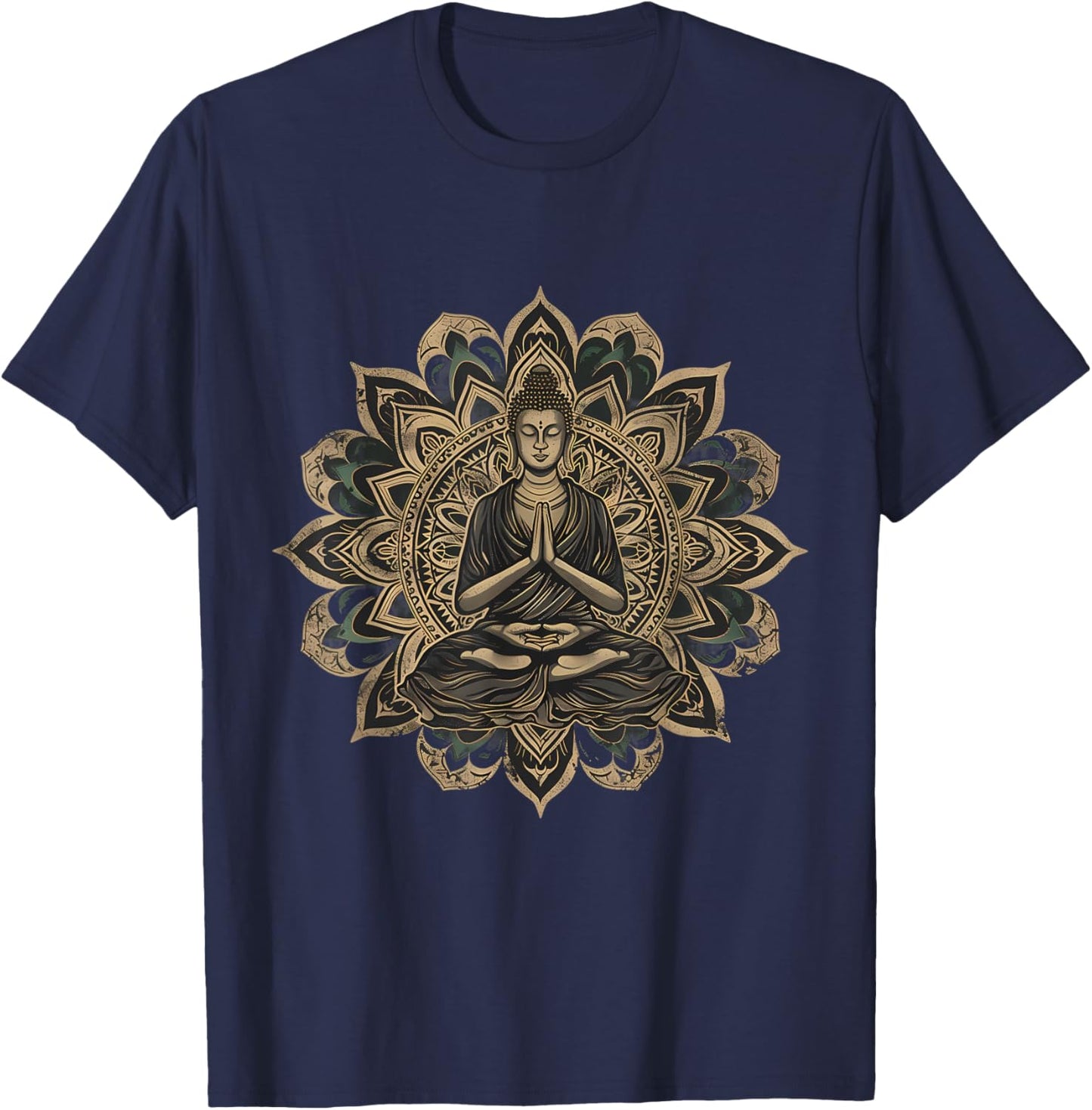 Meditation Zen Buddha Buddhist Hindu Mandala Spiritual T-Shirt - T-Shirt | Navy