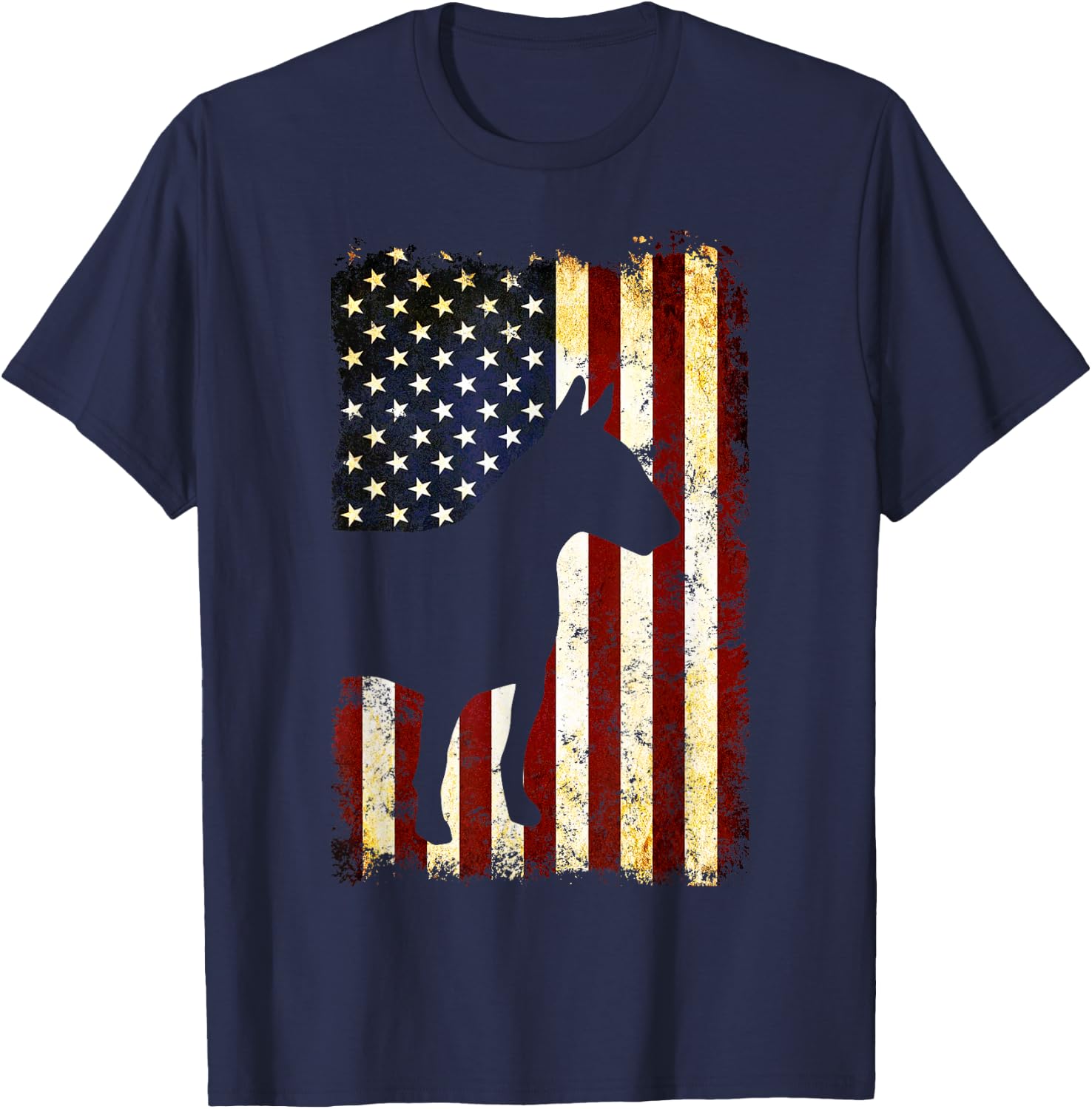 Bull Terrier Silhouette American Flag 4th of July T-Shirt - T-Shirt | Navy