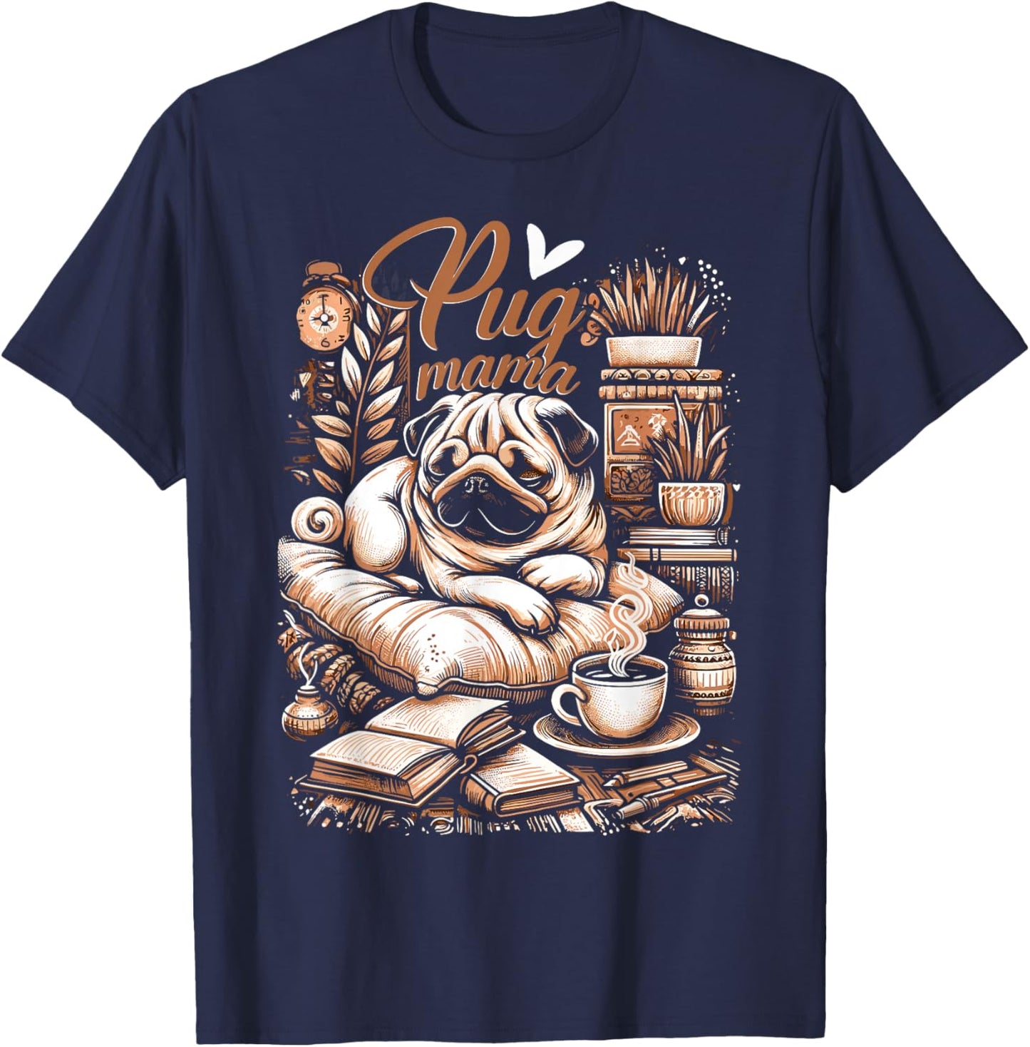 Pug Mama Pug Mom Puppy T-Shirt - T-Shirt | Navy