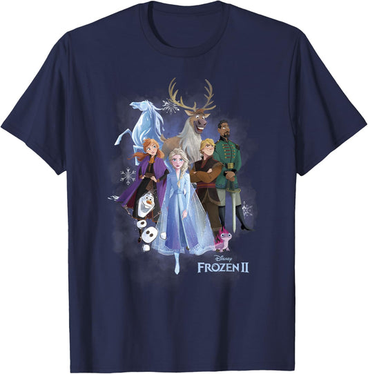 Disney Frozen 2 Group Shot Walking Into Forest T-Shirt - T-Shirt | Navy