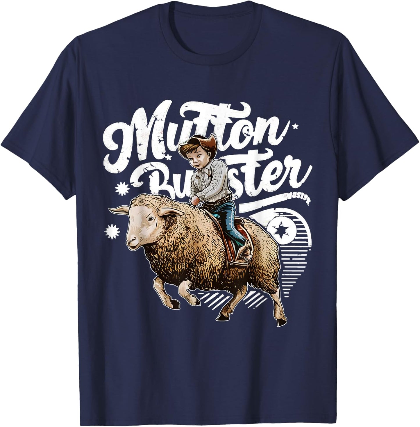 Mutton Buster Mutton Busting Sheep Riding Texas Rodeo Kids T-Shirt - T-Shirt | Navy