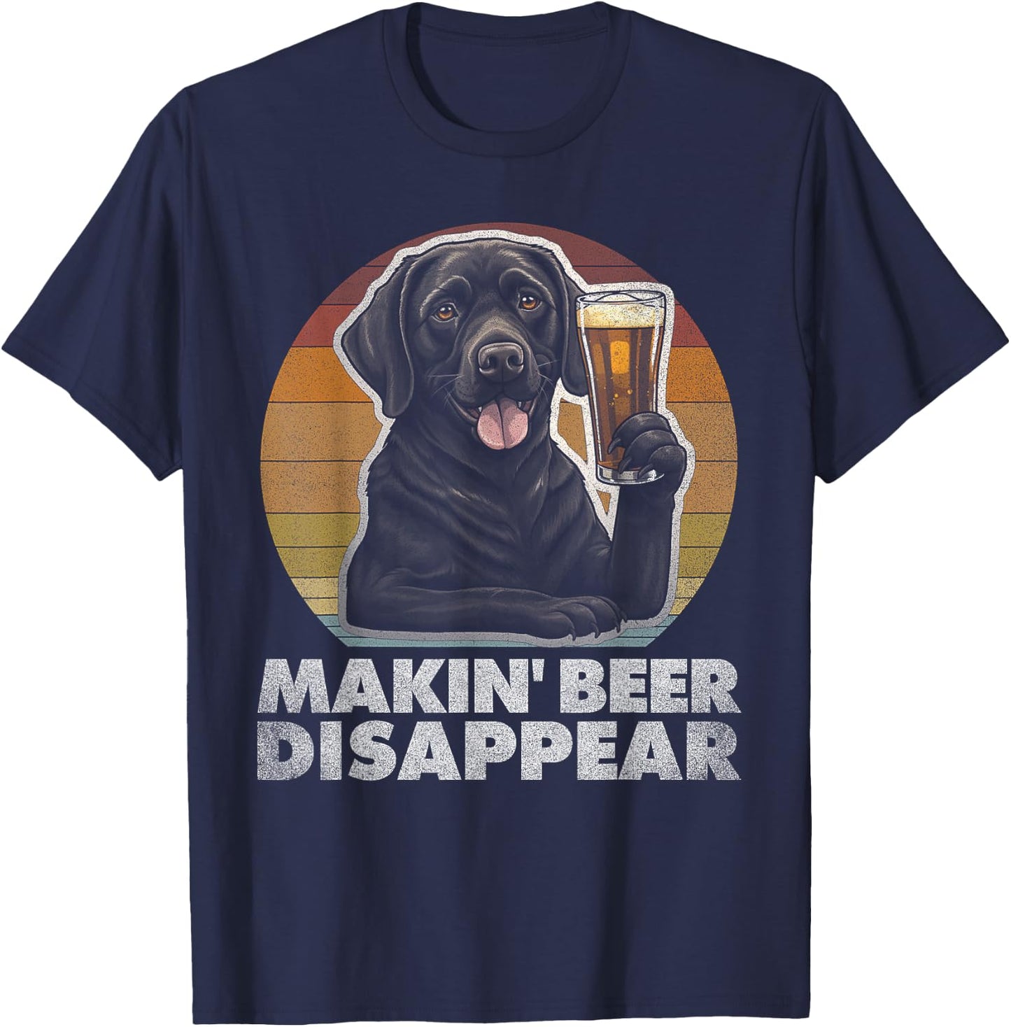 Labrador Retriever Dog Vintage Funny Beer Drinking Retro Men Women T-Shirt - T-Shirt | Navy