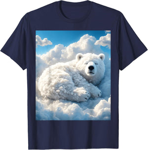 Fantasy Cute Bear Clouds Sky T-Shirt - T-Shirt | Navy