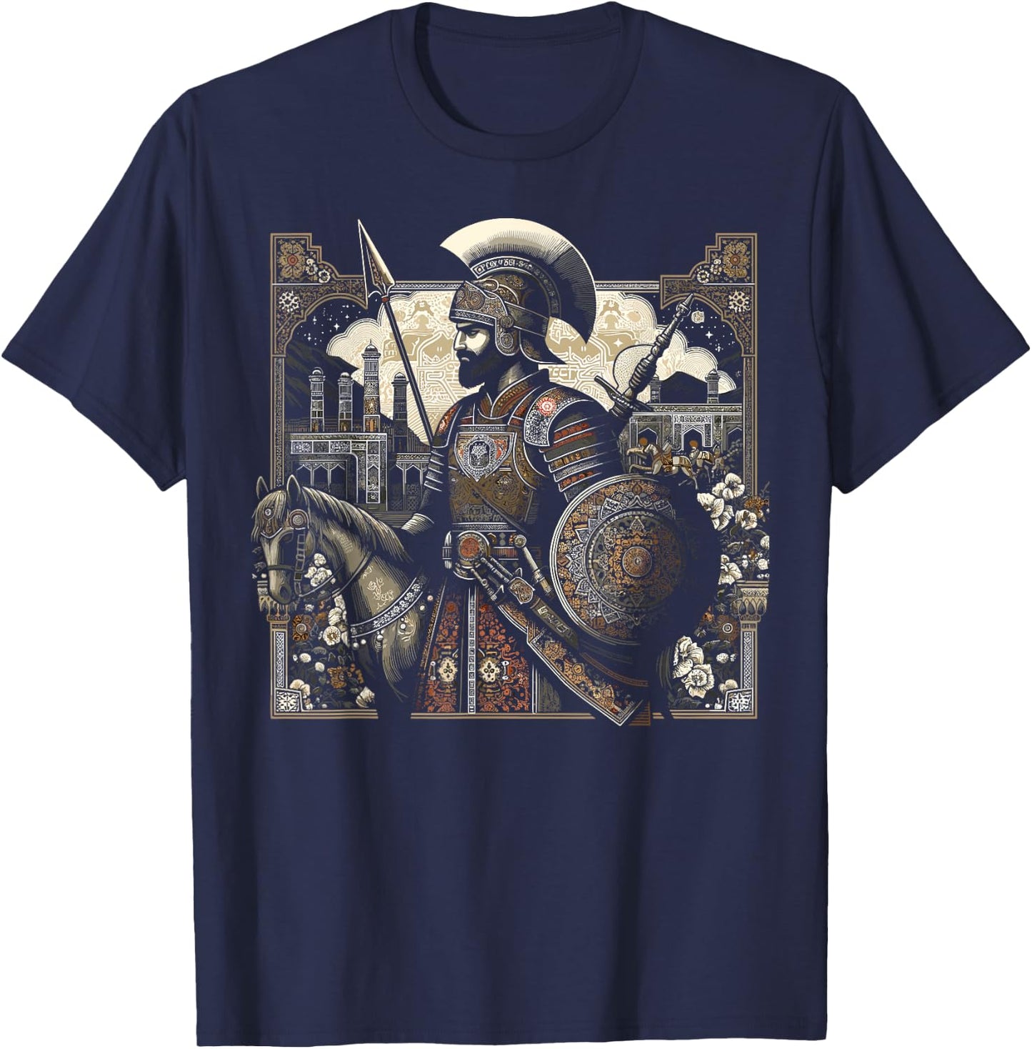 Persian Immortal Achaemenid Empire Persian Warrior T-Shirt - T-Shirt | Navy