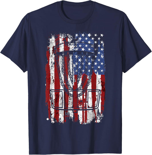 Disc golf Disc golfer player American USA T-Shirt - T-Shirt | Navy