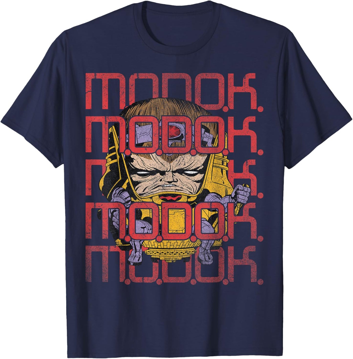Marvel MODOK Text Stack Portrait T-Shirt - T-Shirt | Navy