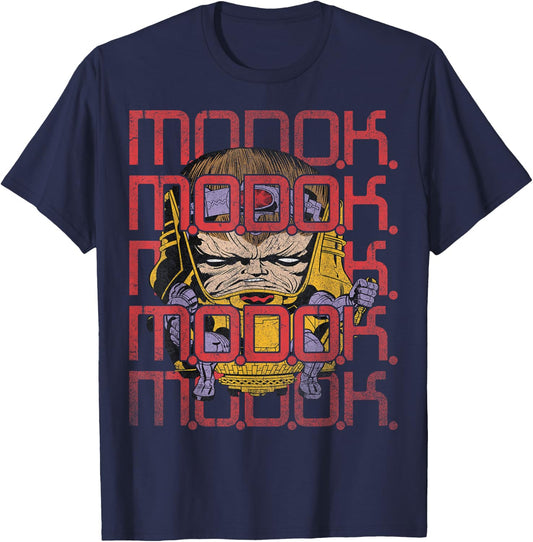 Marvel MODOK Text Stack Portrait T-Shirt - T-Shirt | Navy