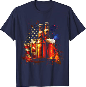 American Flag Beer T-Shirt - T-Shirt | Navy