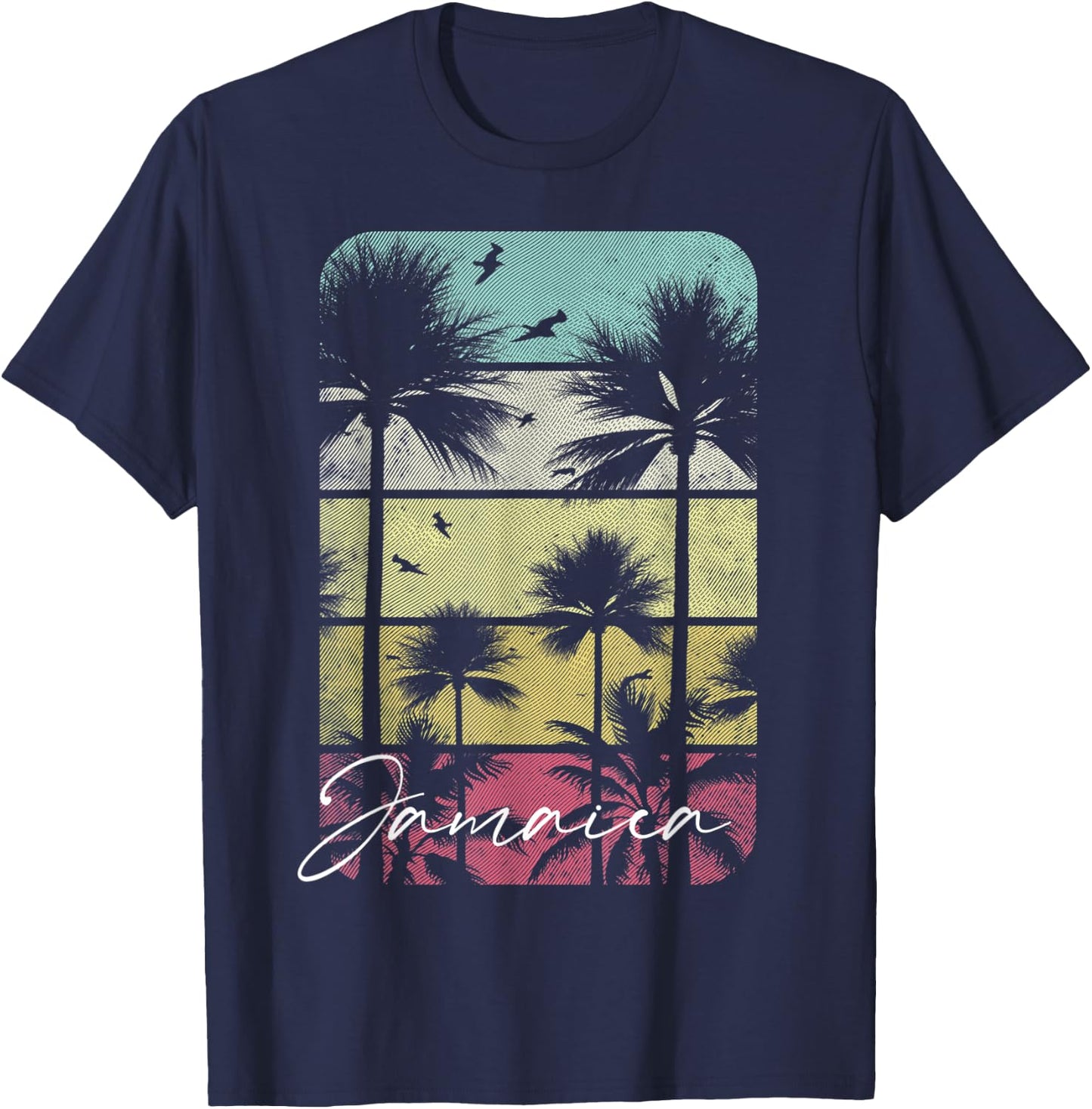 Jamaica Retro Vintage Beach Surf Surfing Cruise Sunset Women Kids T-Shirt - T-Shirt | Navy