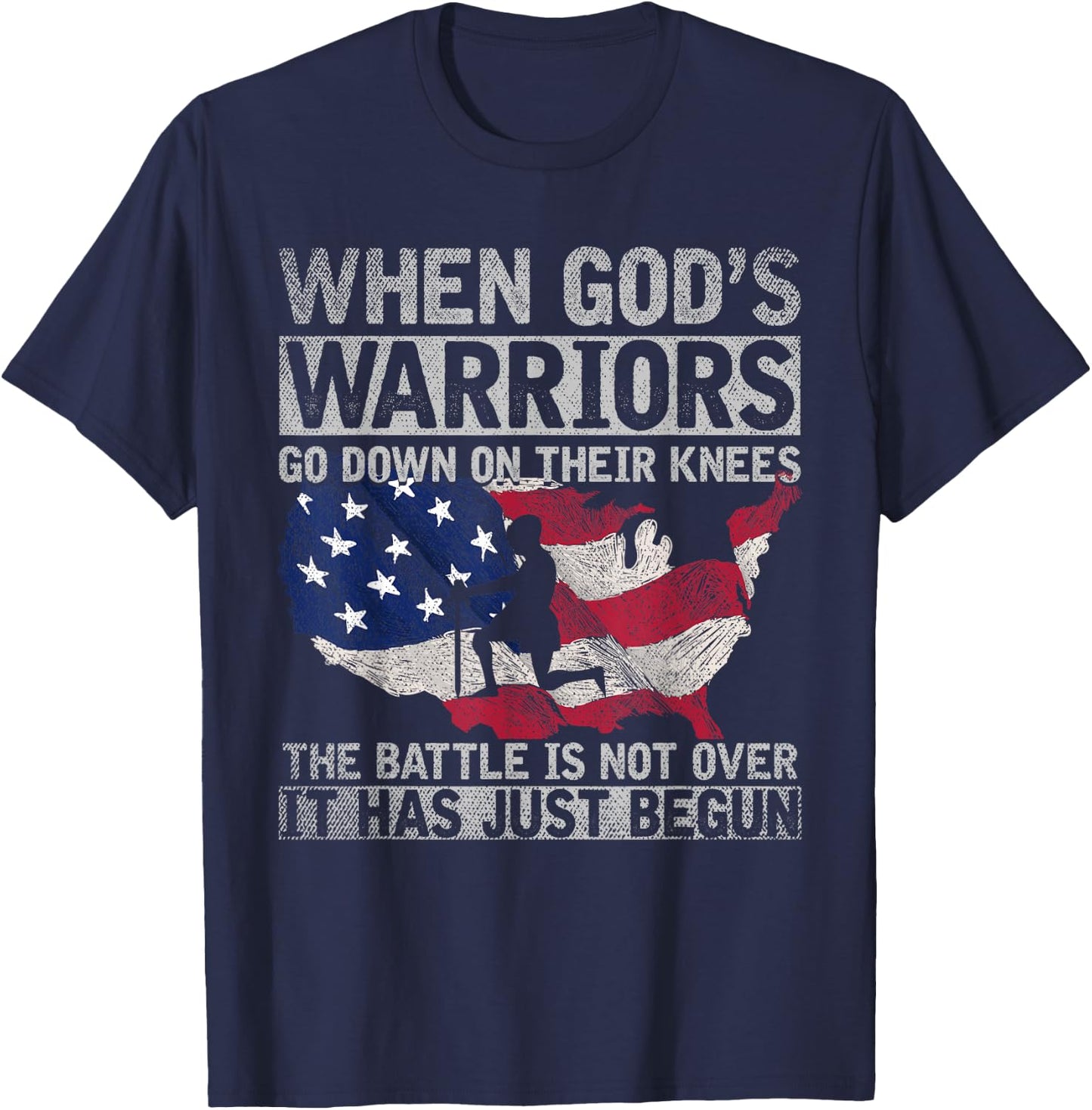 Patriotic Christian Devotee God Christianity US Flag Jesus T-Shirt - T-Shirt | Navy
