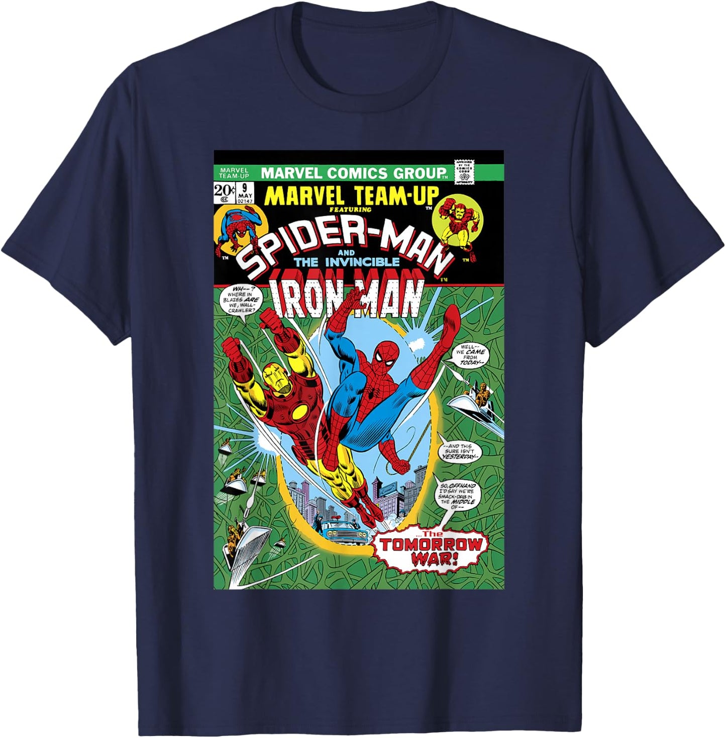 Marvel Team-Up Iron Man & Spider-Man The Tomorrow War Cover T-Shirt - T-Shirt | Navy