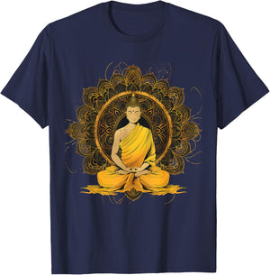 Zen Buddha Meditation Hindu Spiritual Mandala Buddhist T-Shirt - T-Shirt | Navy