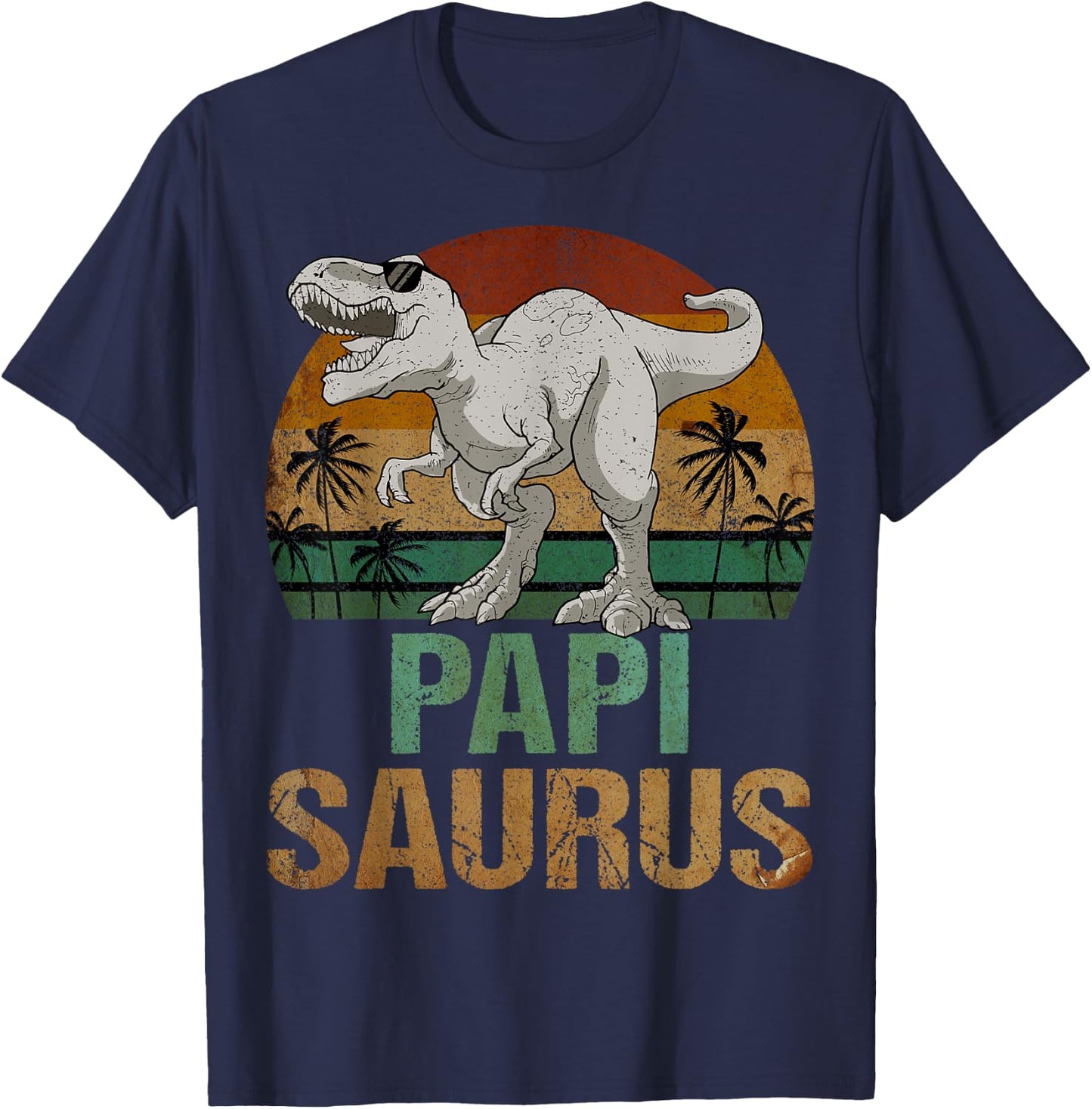 Papisaurus T Rex Dinosaur Papi Saurus Father's Day T-Shirt - T-Shirt | Navy