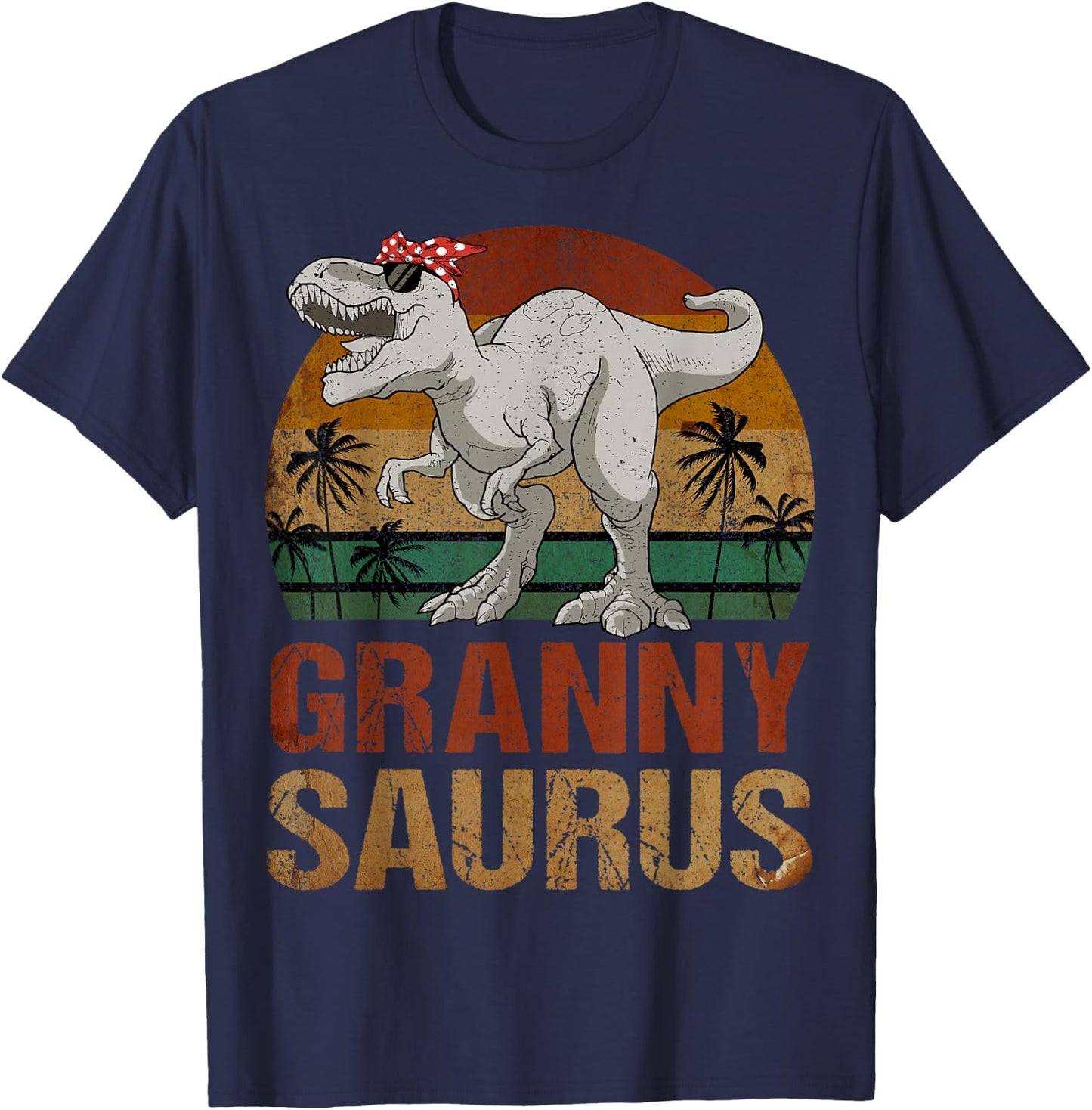 Grannysaurus T Rex Dinosaur Granny Saurus Retro Mother's Day T-Shirt - T-Shirt | Navy