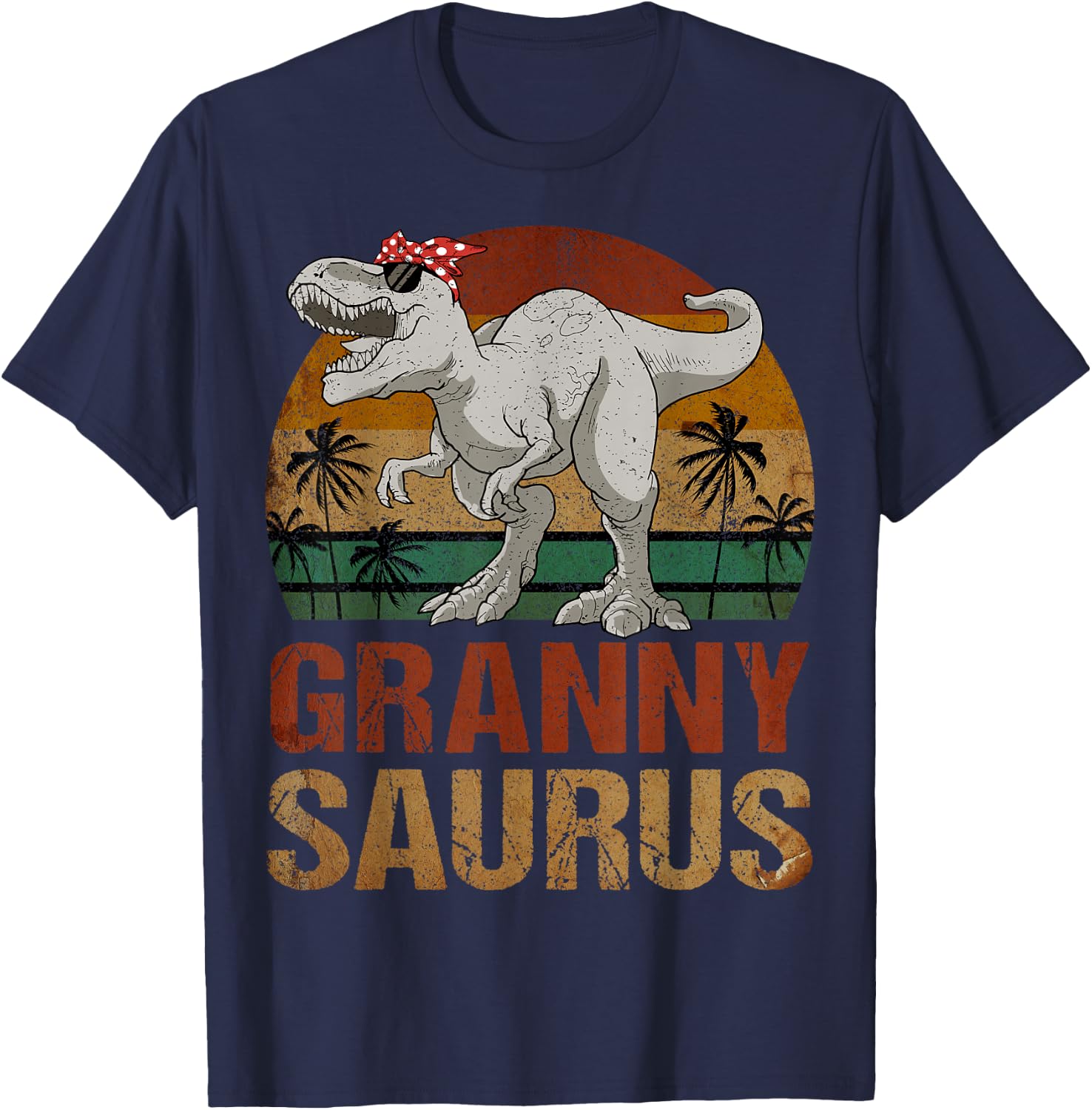 Grannysaurus T Rex Dinosaur Granny Saurus Retro Mother's Day T-Shirt - T-Shirt | Navy