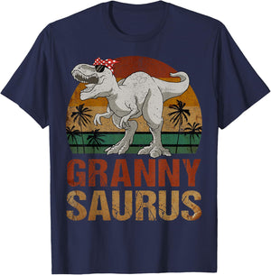 Grannysaurus T Rex Dinosaur Granny Saurus Retro Mother's Day T-Shirt - T-Shirt | Navy