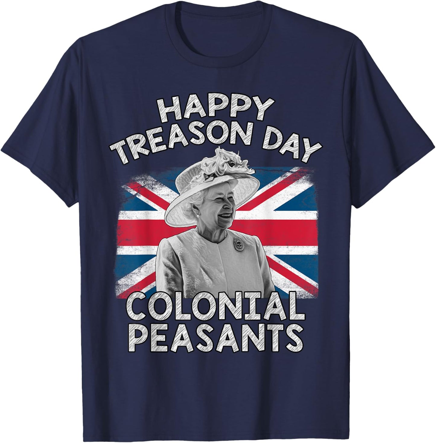 Happy Treason Day Colonial Peasants USA 4th of July UK Queen Kids Men T-Shirt - T-Shirt | Navy