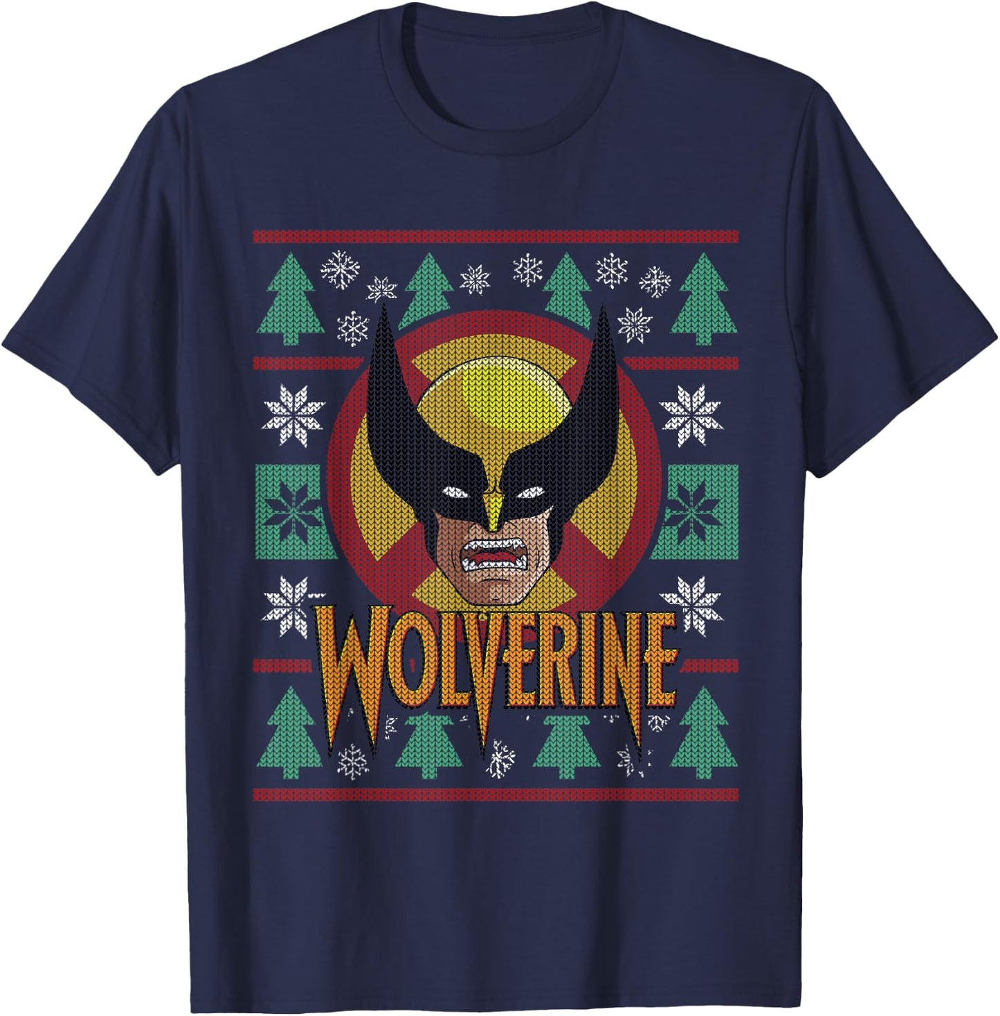 Marvel X-Men Wolverine Holiday Sweater T-Shirt - T-Shirt | Navy