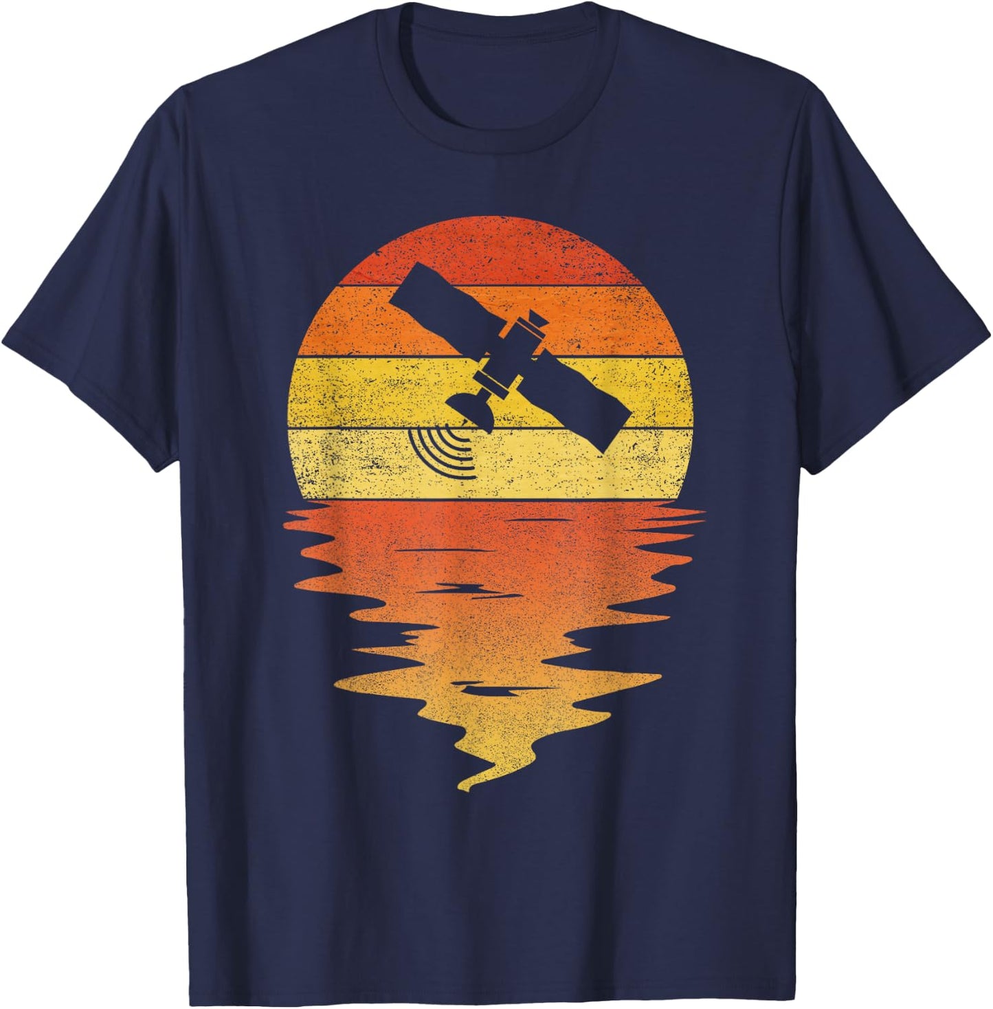 Satellite shirt retro sunset 70s vintage Satellite T-Shirt - T-Shirt | Navy