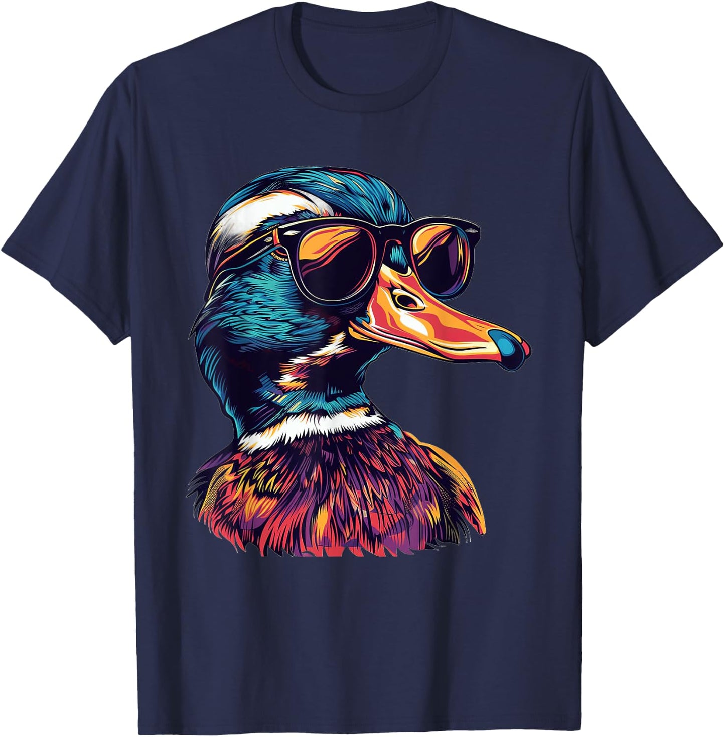 Wood Duck With Sunglasses T-Shirt - T-Shirt | Navy