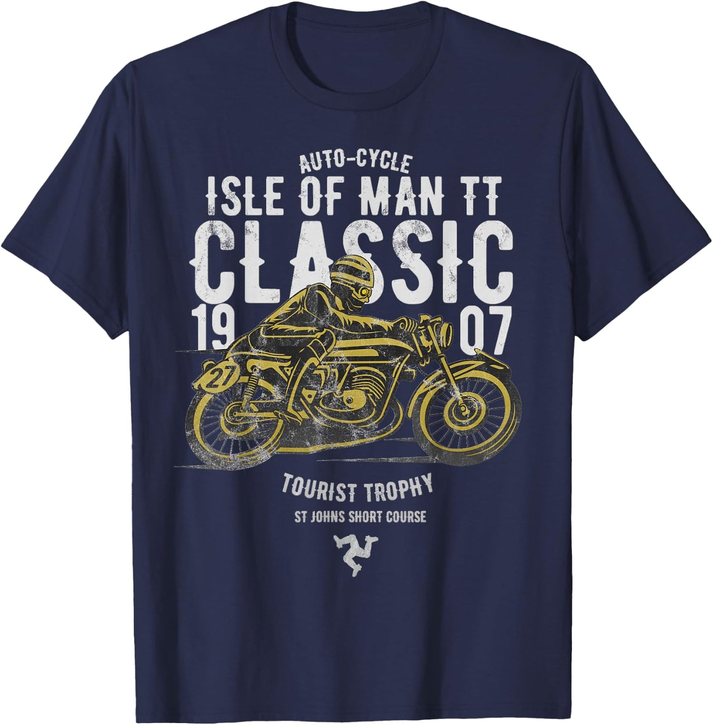 Isle Of Man TT Races Manx Classic Grand Prix Road Racing T-Shirt - T-Shirt | Navy
