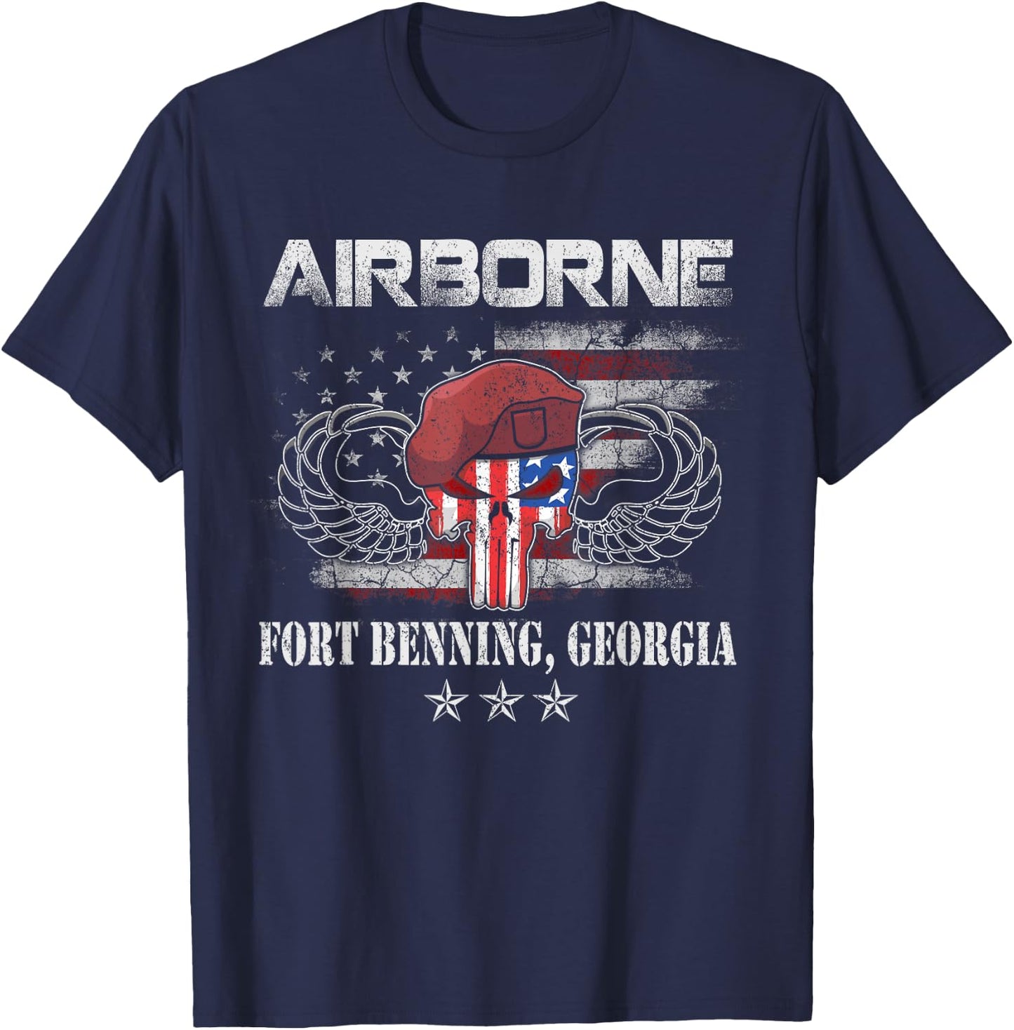 Fort Benning GA Army Base-Airborne , Veterans Day Gift T-Shirt - T-Shirt | Navy