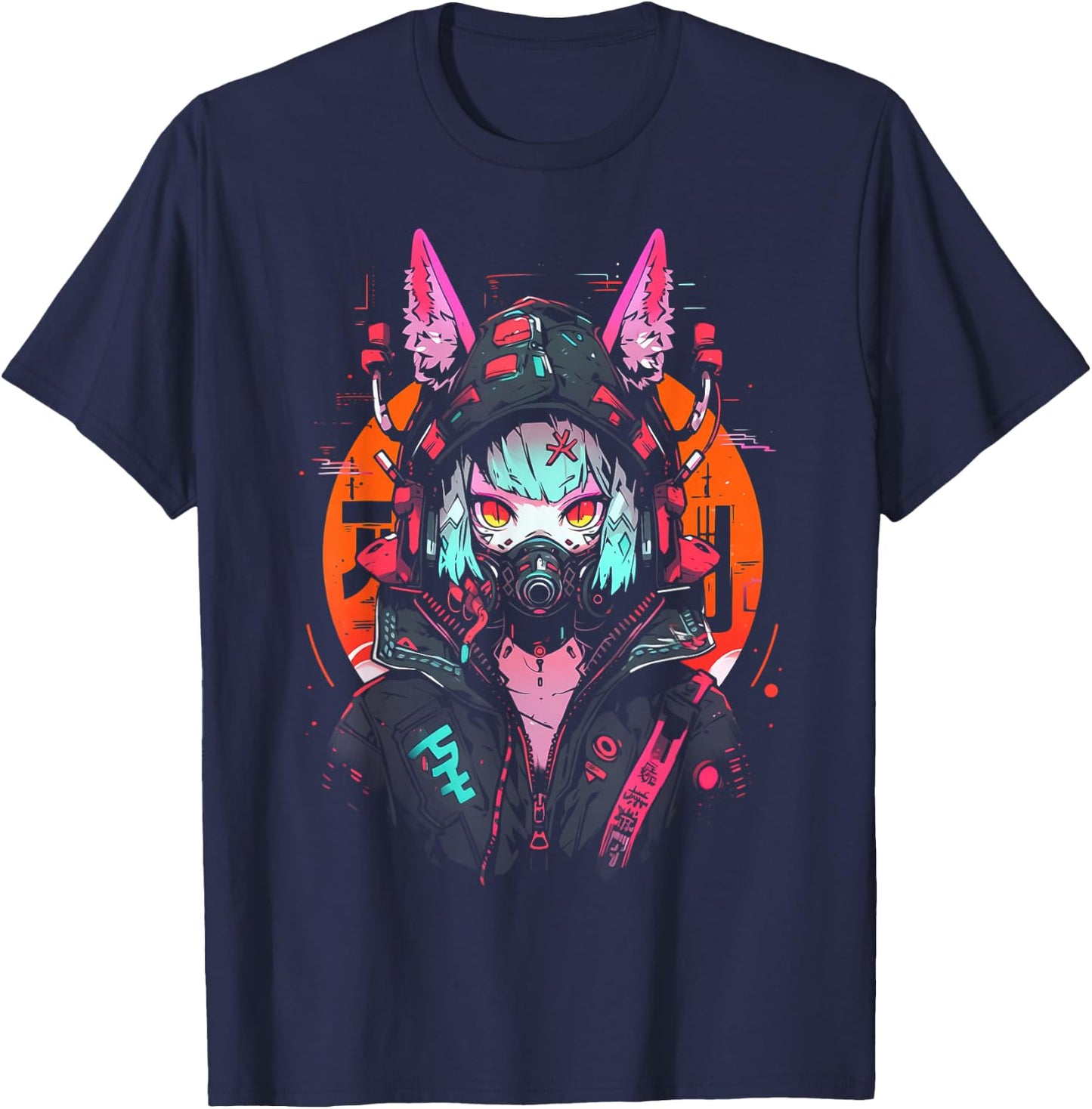 Anime Manga Cyberpunk Aesthetic Techwear Harajuku T-Shirt - T-Shirt | Navy