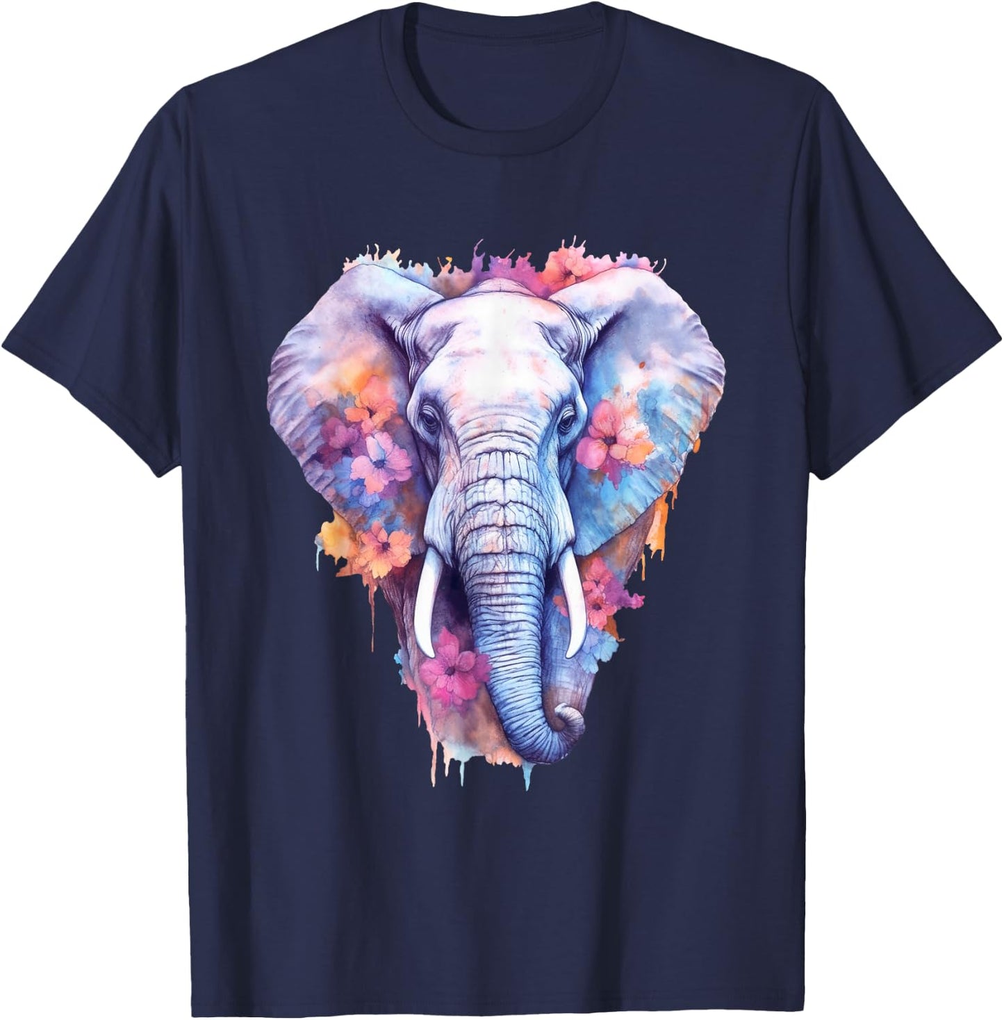 Elephant Watercolor Artwork Elephant Art Lover Men T-Shirt - T-Shirt | Navy