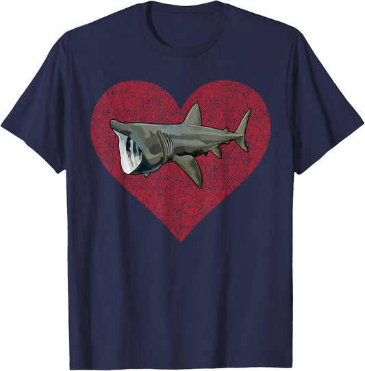 Basking Shark Valentines Day Love Fingerprint T-Shirt - T-Shirt | Navy