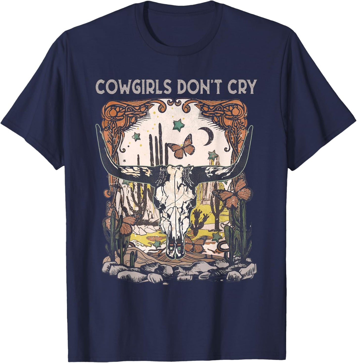 Classic Rodeo Funny Music Do not Cry with Western Cowgirl T-Shirt - T-Shirt | Navy