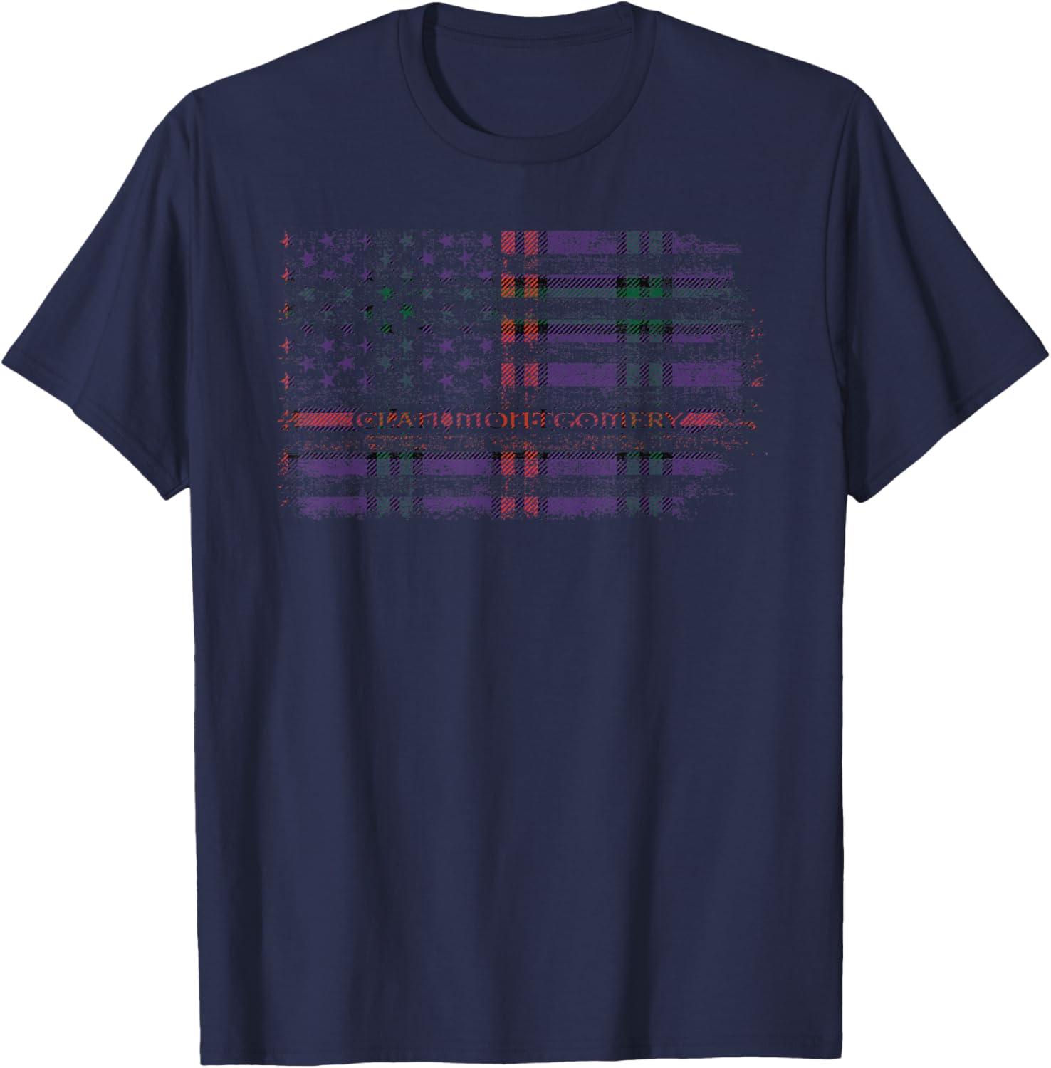 Clan Montgomery Scottish tartan US flag kilt Scotland T-Shirt - T-Shirt | Navy