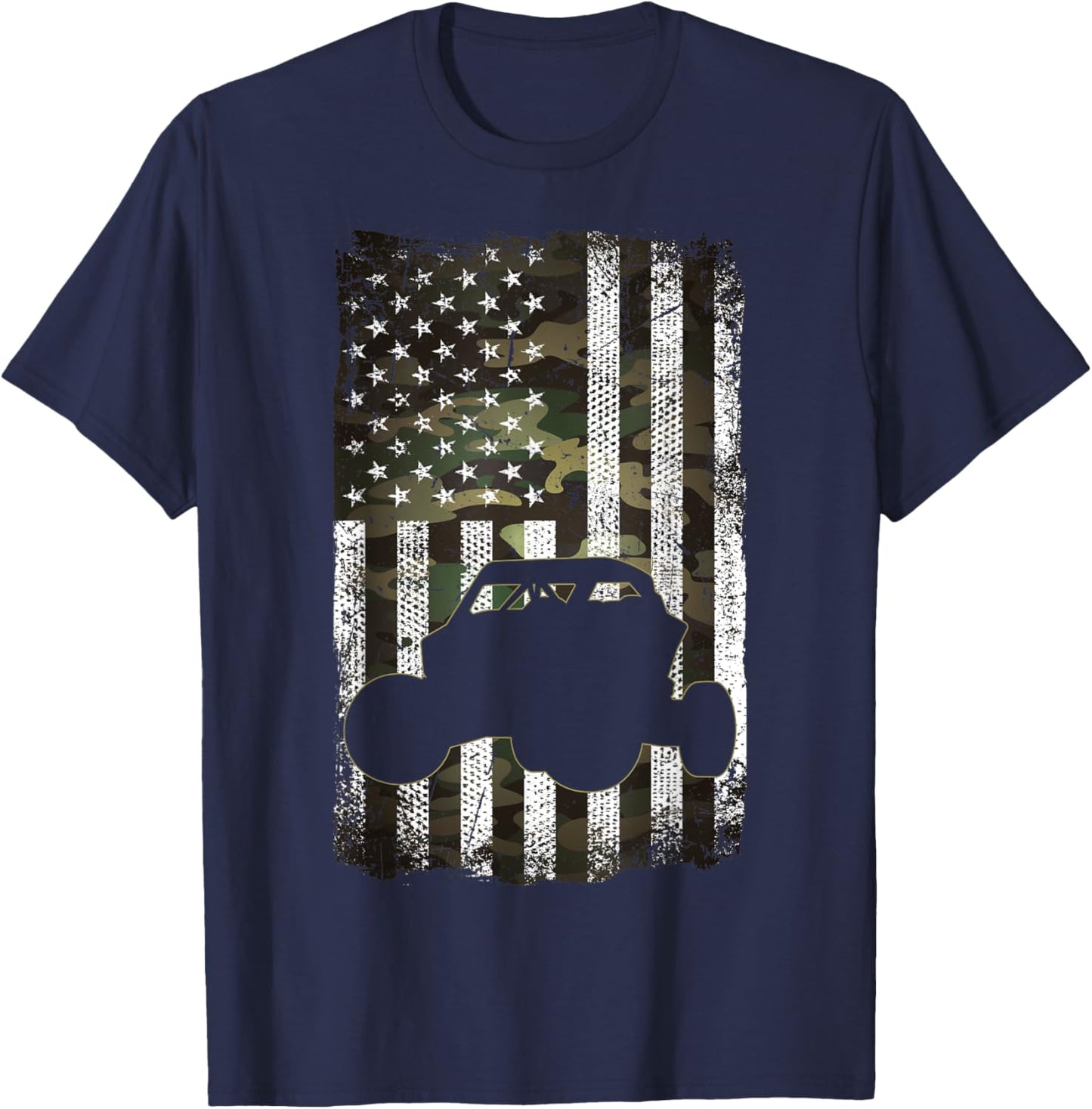 Camo American Flag UTV SXS USA Flag Camouflage 4 Wheelers Men T-Shirt - T-Shirt | Navy