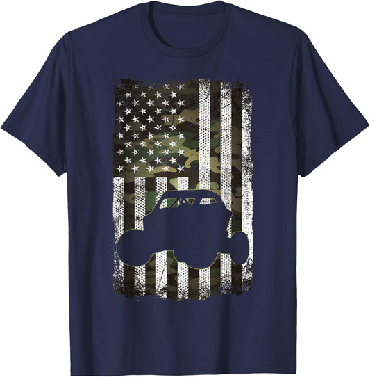 Camo American Flag UTV SXS USA Flag Camouflage 4 Wheelers Men T-Shirt - T-Shirt | Navy