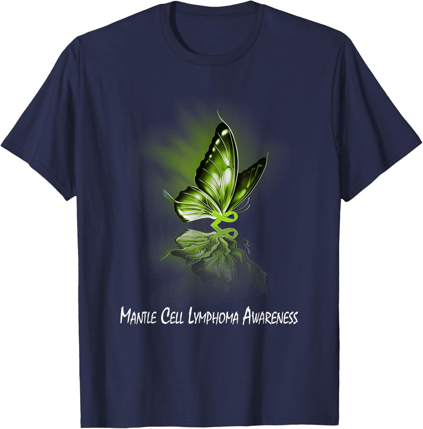 Butterfly Ribbon Mantle Cell Lymphoma Awareness T-Shirt - T-Shirt | Navy