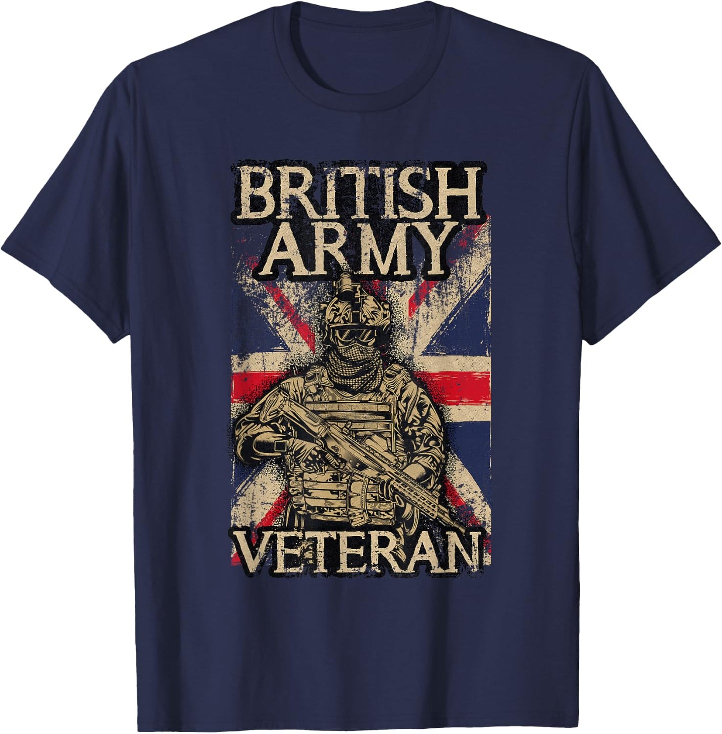 British Army Veteran Soldier Union Jack Flag UK Armed Forces T-Shirt - T-Shirt | Navy