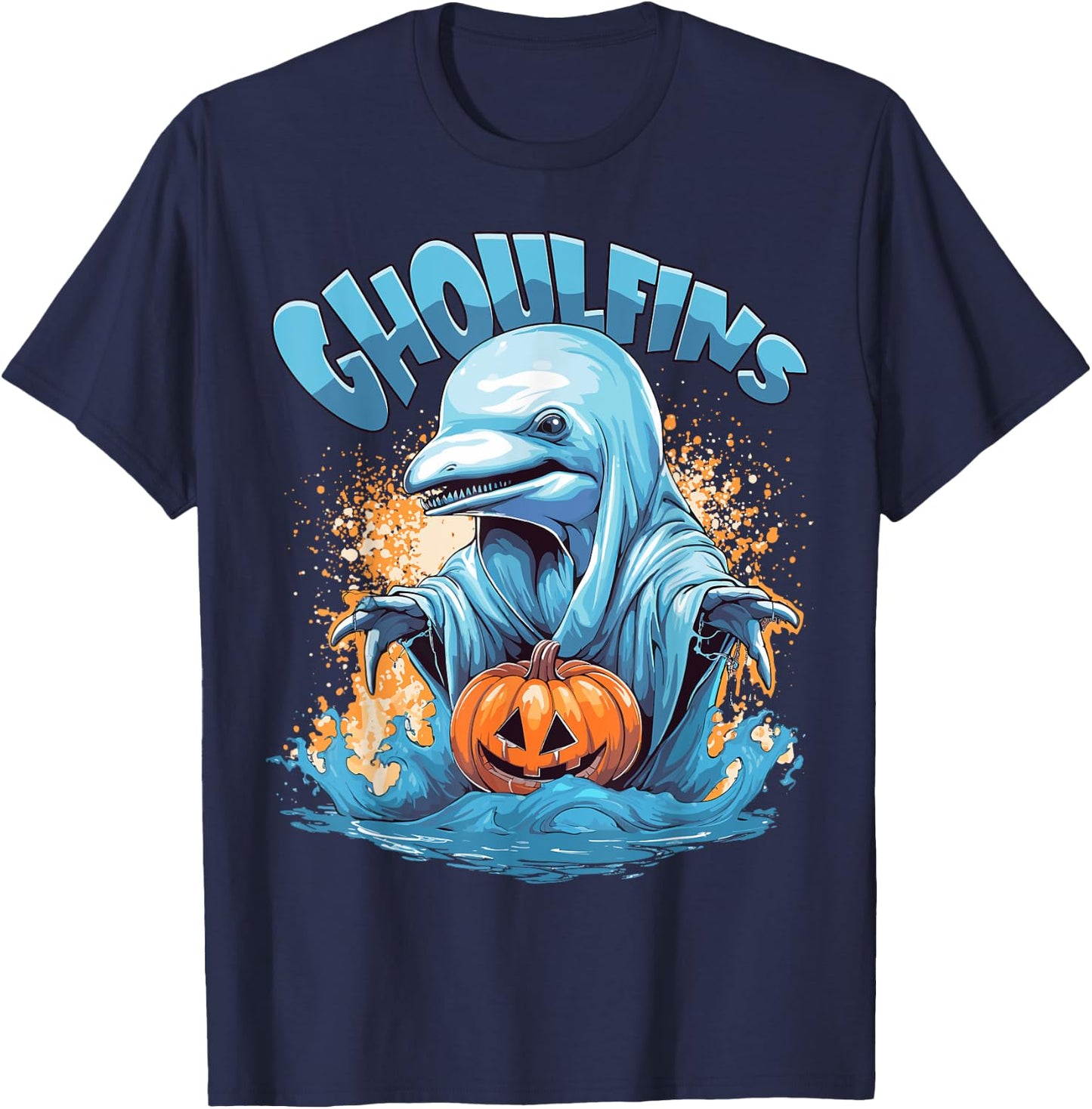 Ghoulfins - Dolphin Halloween Costume For Adult Men Women T-Shirt - T-Shirt | Navy
