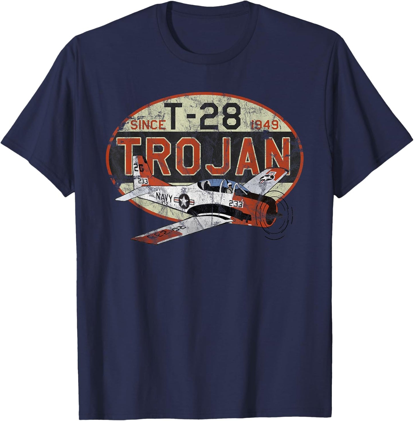 Designed For Flight T-28 Trojan 'Since 1949' Airplane Pilot Vintage Black Men's Medium T-Shirt - T-Shirt | Navy