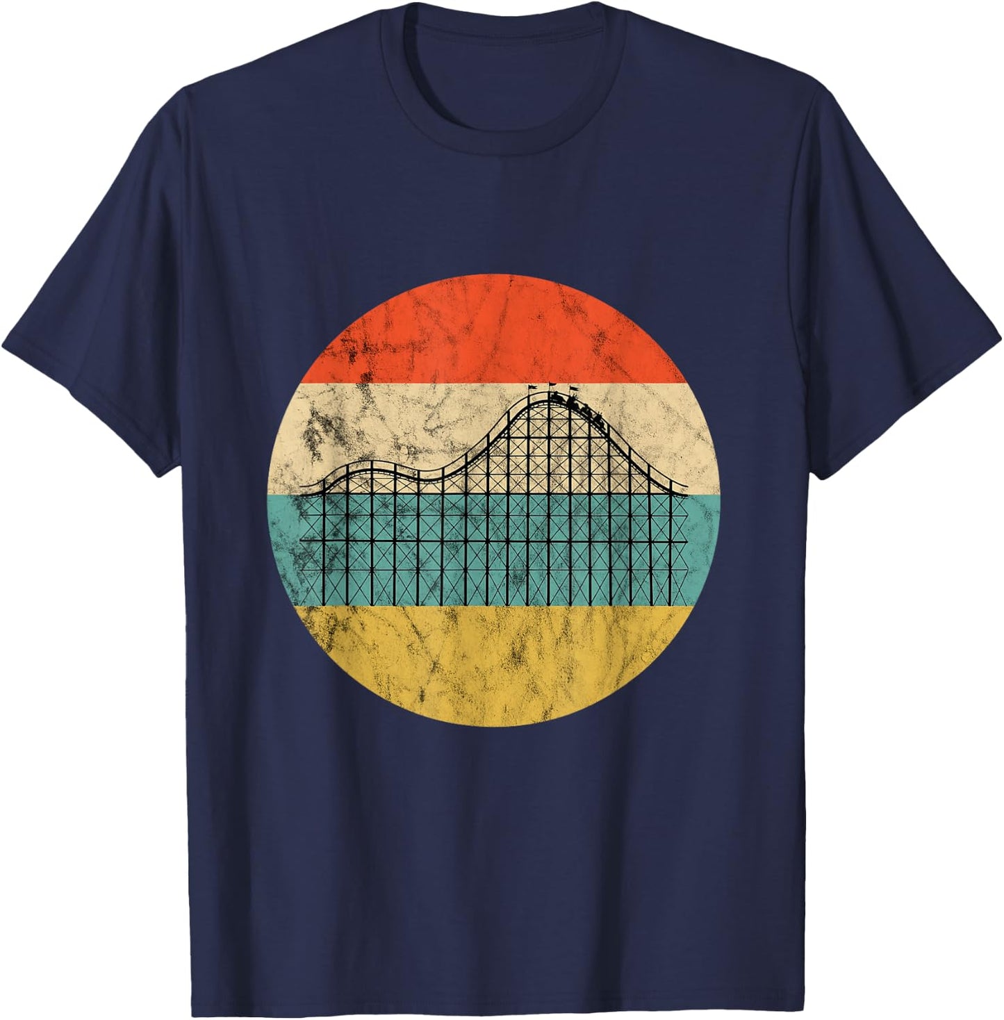 Roller Coaster Lover Retro Theme Park Thrillseekers T-Shirt - T-Shirt | Navy