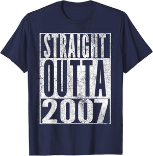 Straight Outta 2007 19th Birthday 19 Years Old T-Shirt - T-Shirt | Navy