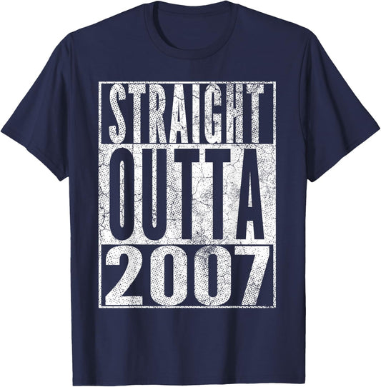 Straight Outta 2007 19th Birthday 19 Years Old T-Shirt - T-Shirt | Navy