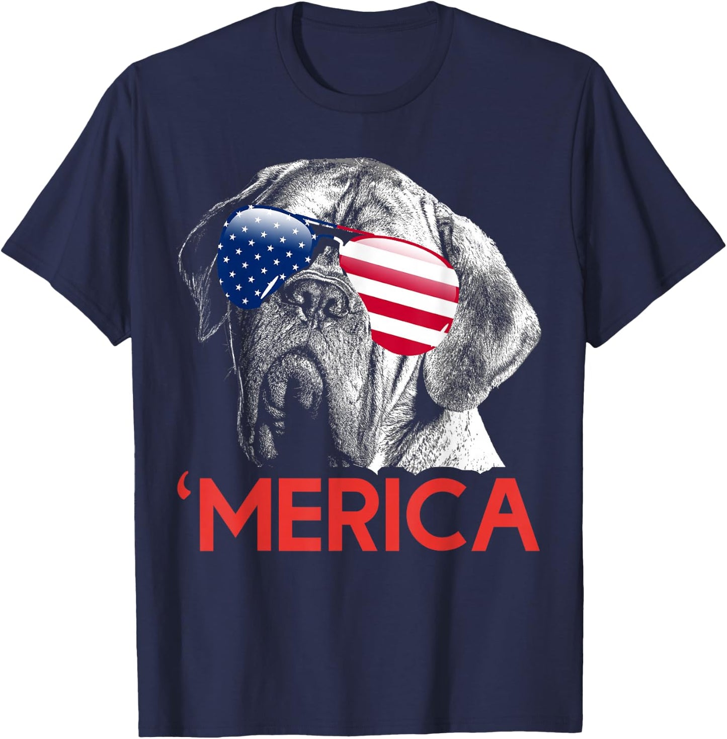 Merica Dogue de Bordeaux American Flag 4th of July T-Shirt - T-Shirt | Navy