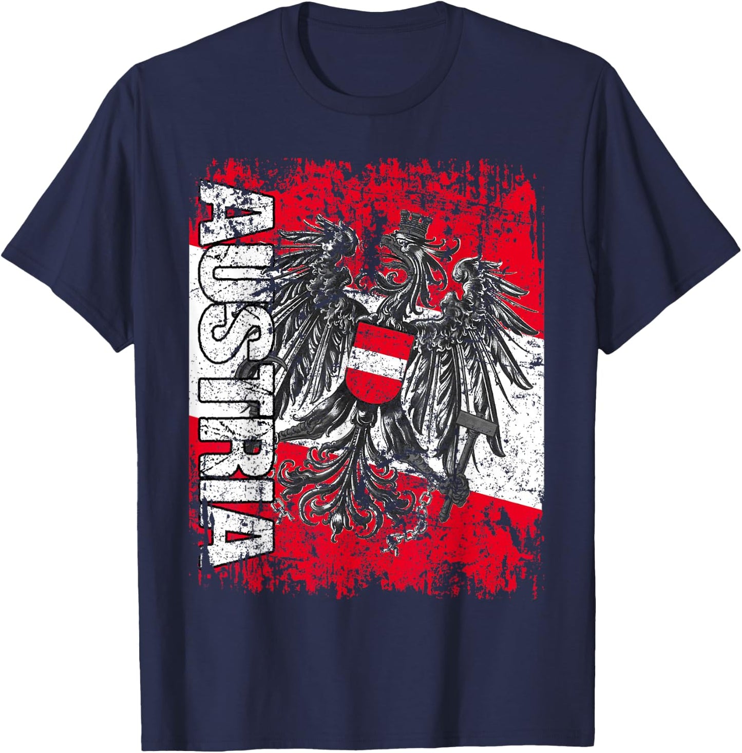 AUSTRIA Flag Vintage Distressed AUSTRIA T-Shirt - T-Shirt | Navy