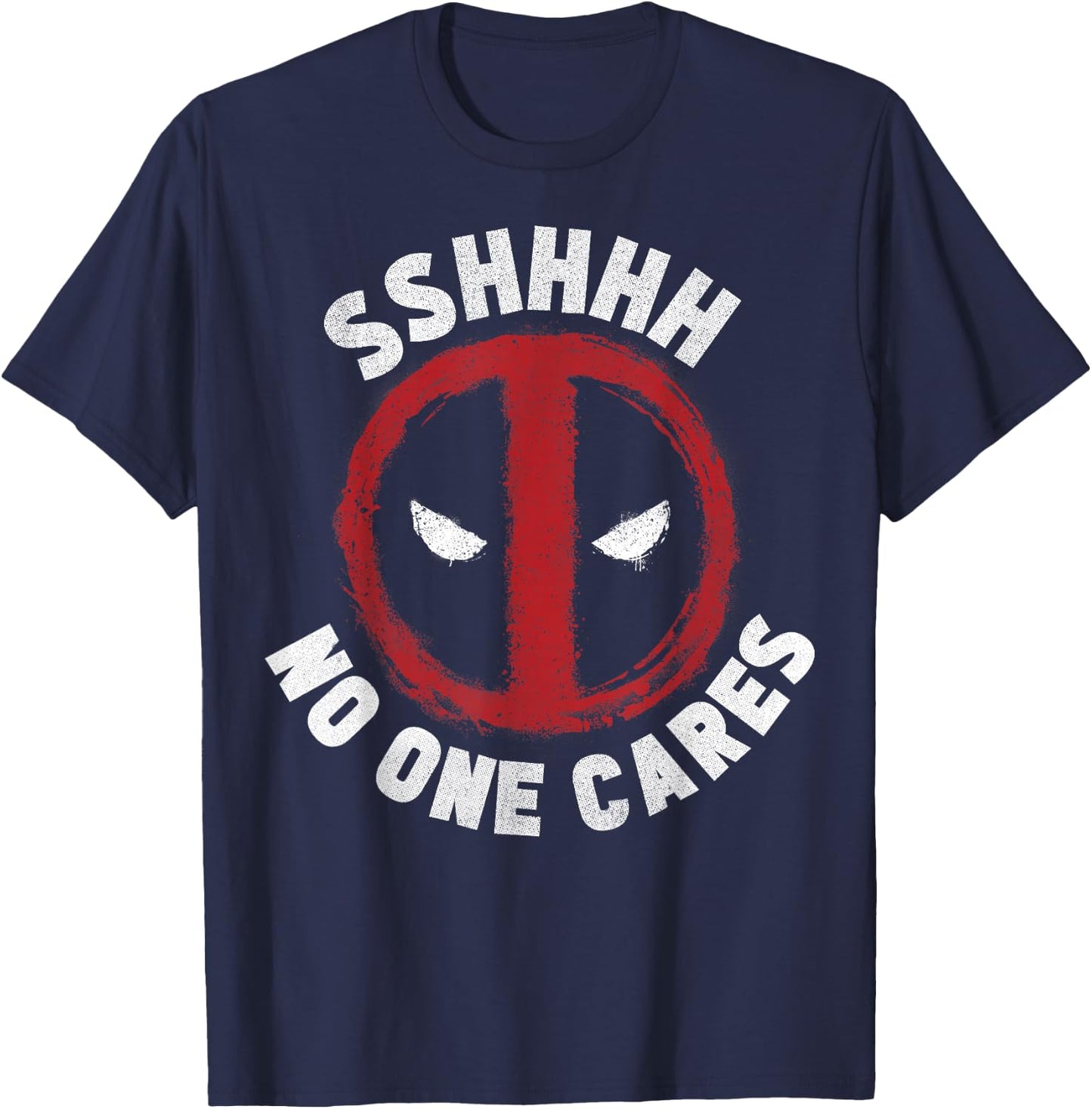 Marvel Deadpool Sshhhh No One Cares Logo T-Shirt - T-Shirt | Navy