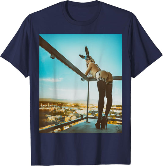 Sexy Girl - "Bad Bunny Pinup Girl w/ Nice Butt" T-Shirt - T-Shirt | Navy