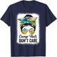 Camp Hair Don't Care Camper Camping Messy Bun Hair T-Shirt - T-Shirt | Navy